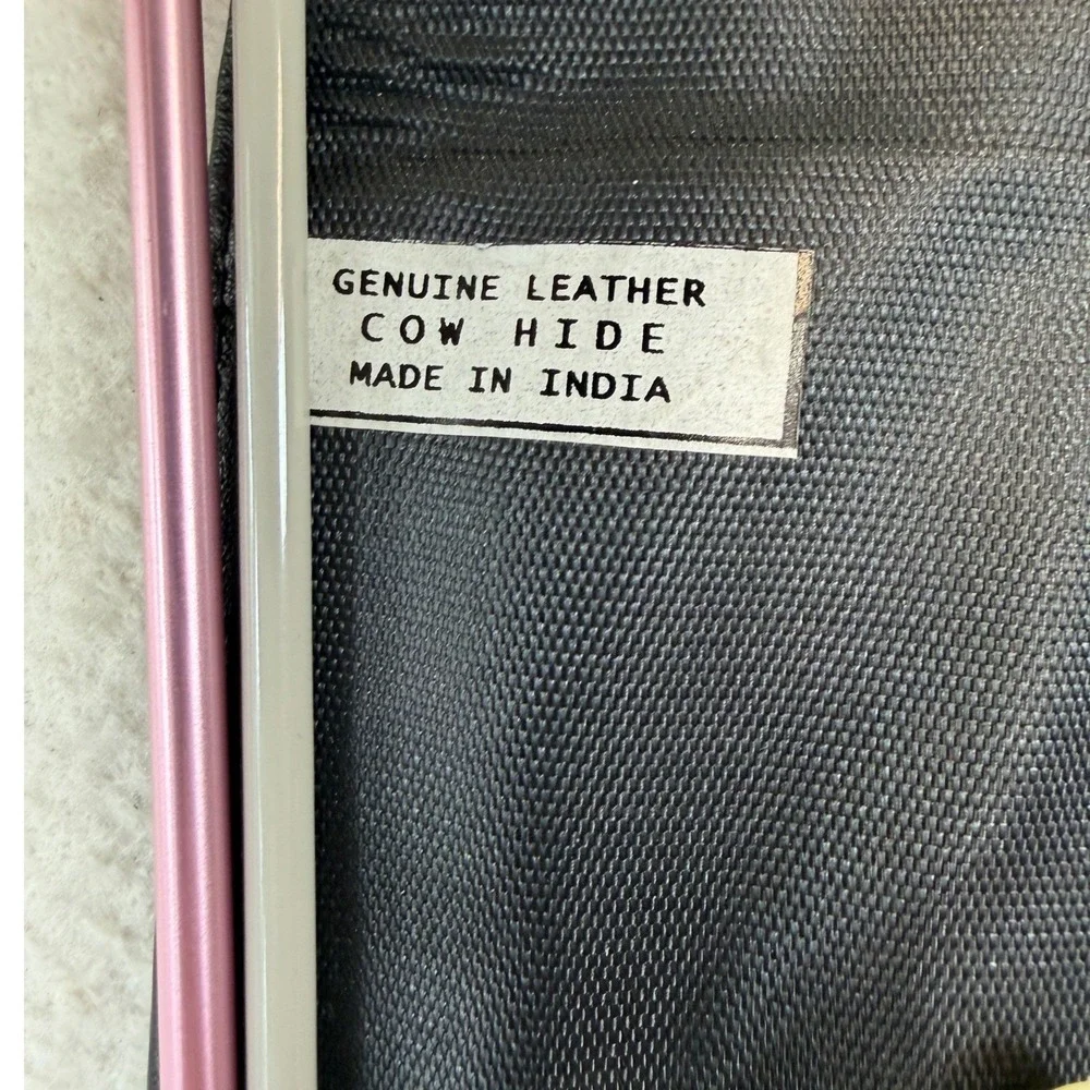 Vintage Knitting Needle Set with Black Genuine Leather Roll Up Case Madein India